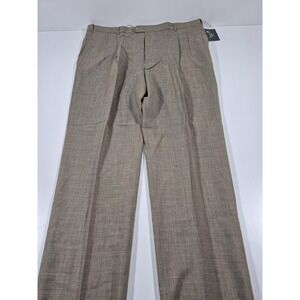Palm Beach Reflex Dress Pants Mens 48x36 Beige Wool Silk Pleated Unhemmed NWT